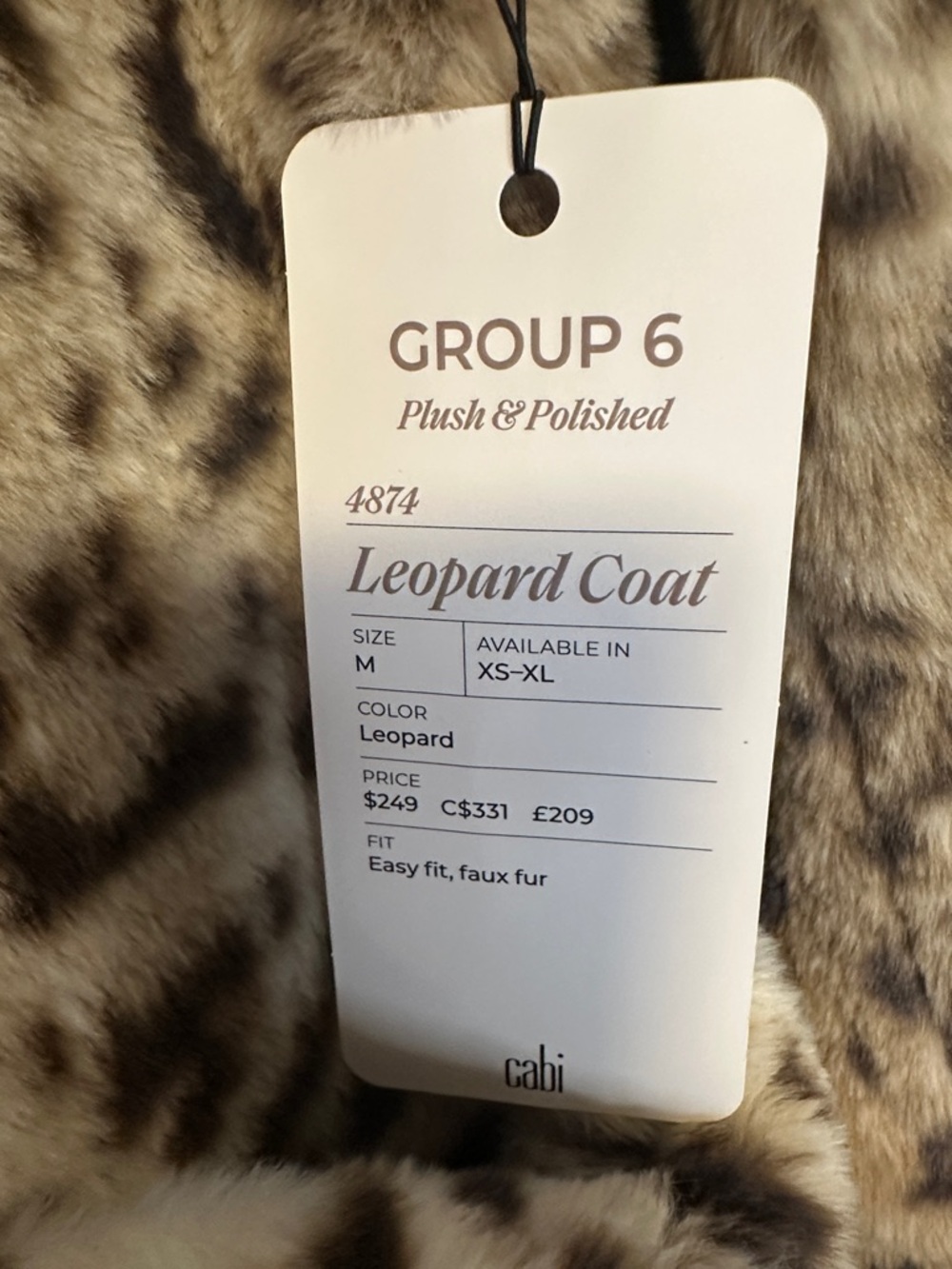 Cabi fall 2025 leopard coat  NWT Faux Fur Leopard Print Jacket - Tan/White - Picture 2 of 3